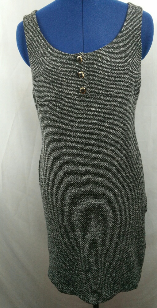 ST. JOHN Knit Sleeveless Dress Gold Buttons 4 S